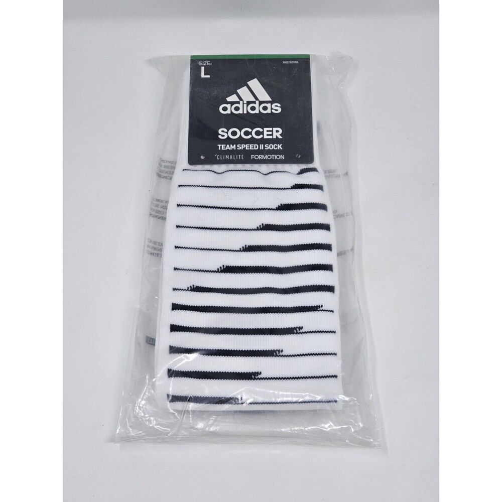 Adidas Team Speed II Soccer Baseball Sock White/Dark Blue Navy Large Socks